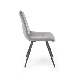 Garnero Arredamenti Set 4 sedie da pranzo imbottite in velluto grigia Samira Grigio Sale