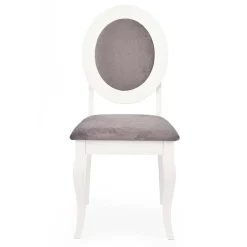 Garnero Arredamenti Set 2 sedie da pranzo imbottite in tessuto grigio bianco Adna New