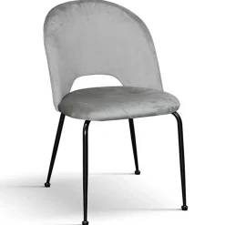 Garnero Arredamenti Set 4 sedie da pranzo imbottite in velluto grigio metallo Maxim Discount