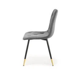 Garnero Arredamenti Set 4 sedie da pranzo moderne in velluto grigia oro Valkiria Grigio - Oro Clearance