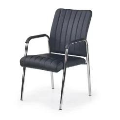 Garnero Arredamenti Set 4 sedie da pranzo moderne con braccioli in ecopelle nero Bert New