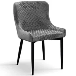 Garnero Arredamenti Set 4 sedie da sala imbottite in velluto grigio metallo Eliseo