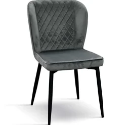 Garnero Arredamenti Set 4 sedie da sala imbottite in velluto grigio metallo Dragon Clearance