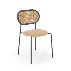Garnero Arredamenti Set 4 sedie da sala in rattan ed ecopelle chiaro Tiny Marrone Best