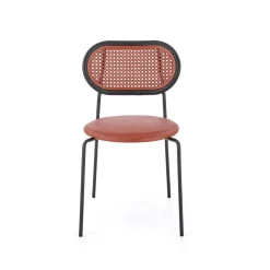 Garnero Arredamenti Set 4 sedie da sala in rattan ed ecopelle Tiny Bordeaux New