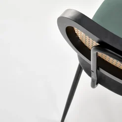 Garnero Arredamenti Set 2 sedie da soggiorno in rattan e velluto scuro Paulie Verde Hot