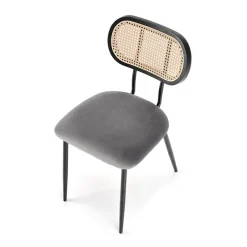 Garnero Arredamenti Set 2 sedie da soggiorno in rattan e velluto Paulie Grigio Online