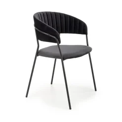 Garnero Arredamenti Set 4 sedie da soggiorno moderne in velluto Lina Nero