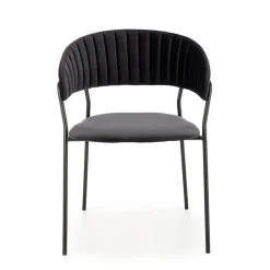 Garnero Arredamenti Set 4 sedie da soggiorno moderne in velluto Lina Nero