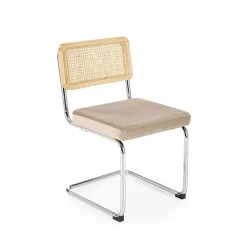 Garnero Arredamenti Set 2 sedie moderne da sala in rattan e tessuto Choco Beige Discount