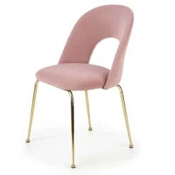 Garnero Arredamenti Set 4 sedie moderne in velluto rosa con gambe acciaio oro Jamila Outlet