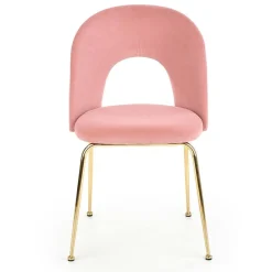 Garnero Arredamenti Set 4 sedie moderne in velluto rosa con gambe acciaio oro Jamila Outlet