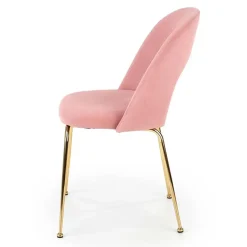Garnero Arredamenti Set 4 sedie moderne in velluto rosa con gambe acciaio oro Jamila Outlet