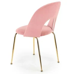 Garnero Arredamenti Set 4 sedie moderne in velluto rosa con gambe acciaio oro Jamila Outlet