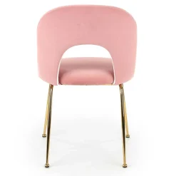 Garnero Arredamenti Set 4 sedie moderne in velluto rosa con gambe acciaio oro Jamila Outlet