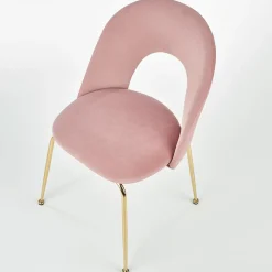 Garnero Arredamenti Set 4 sedie moderne in velluto rosa con gambe acciaio oro Jamila Outlet