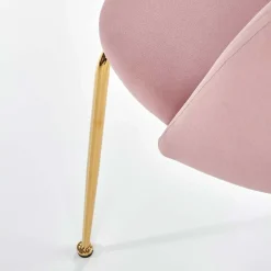 Garnero Arredamenti Set 4 sedie moderne in velluto rosa con gambe acciaio oro Jamila Outlet