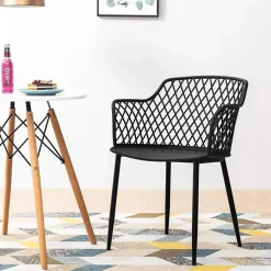 Garnero Arredamenti Set 2 sedie polipropilene design con braccioli nero opaco Messina Hot