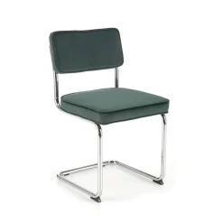Garnero Arredamenti Set 4 sedie soggiorno moderne in velluto scuro acciaio Vader Verde New