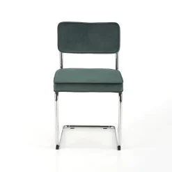 Garnero Arredamenti Set 4 sedie soggiorno moderne in velluto scuro acciaio Vader Verde New