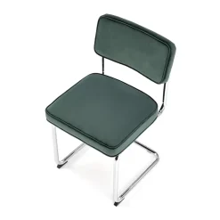 Garnero Arredamenti Set 4 sedie soggiorno moderne in velluto scuro acciaio Vader Verde New