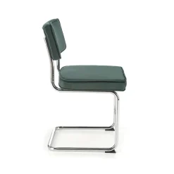 Garnero Arredamenti Set 4 sedie soggiorno moderne in velluto scuro acciaio Vader Verde New