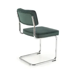 Garnero Arredamenti Set 4 sedie soggiorno moderne in velluto scuro acciaio Vader Verde New