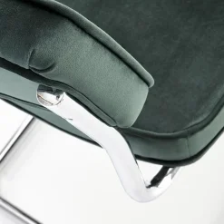 Garnero Arredamenti Set 4 sedie soggiorno moderne in velluto scuro acciaio Vader Verde New