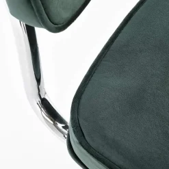 Garnero Arredamenti Set 4 sedie soggiorno moderne in velluto scuro acciaio Vader Verde New