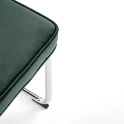 Garnero Arredamenti Set 4 sedie soggiorno moderne in velluto scuro acciaio Vader Verde New