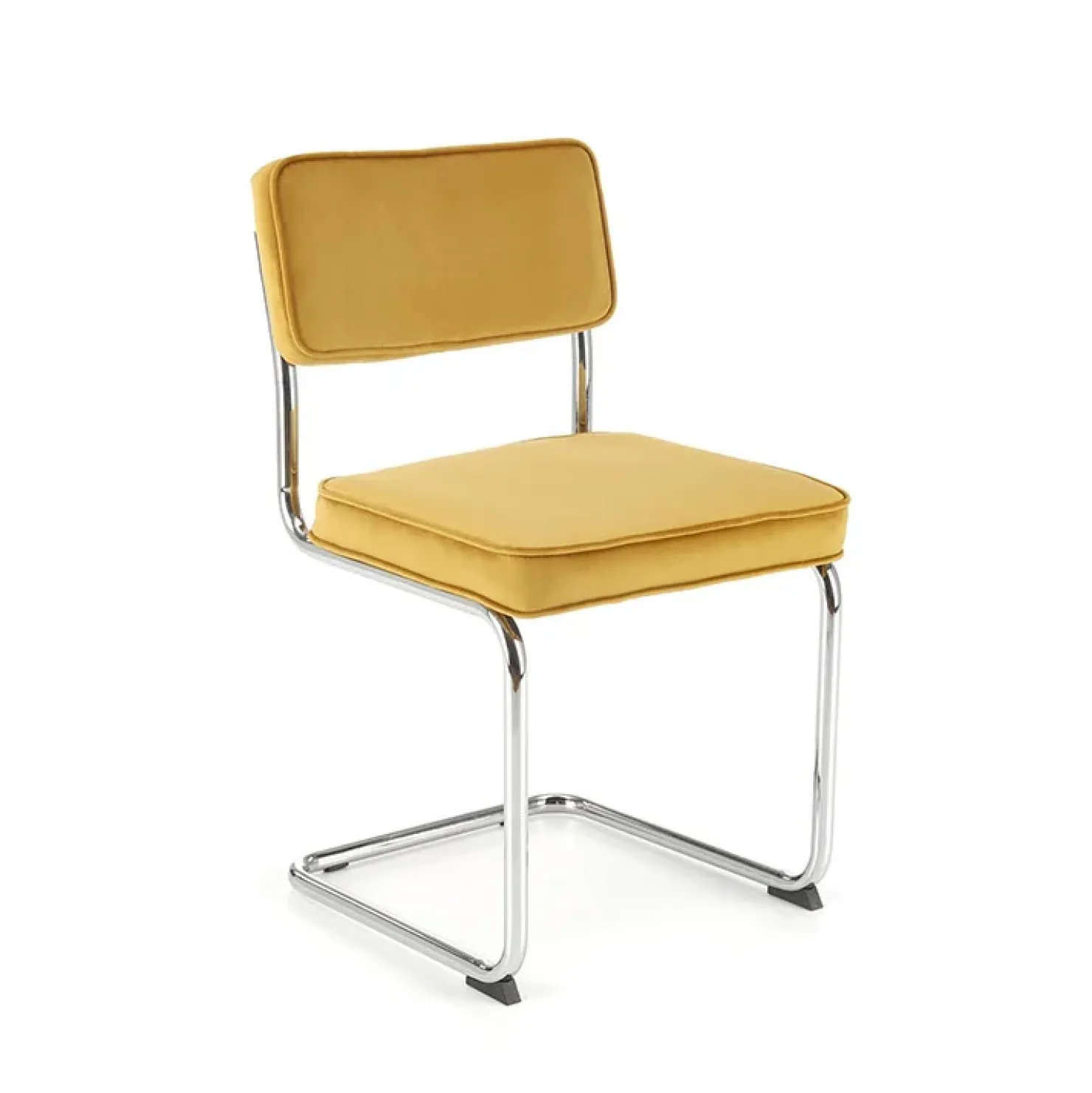 Garnero Arredamenti Set 4 sedie soggiorno moderne in velluto acciaio Vader Senape