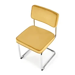 Garnero Arredamenti Set 4 sedie soggiorno moderne in velluto acciaio Vader Senape