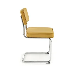 Garnero Arredamenti Set 4 sedie soggiorno moderne in velluto acciaio Vader Senape