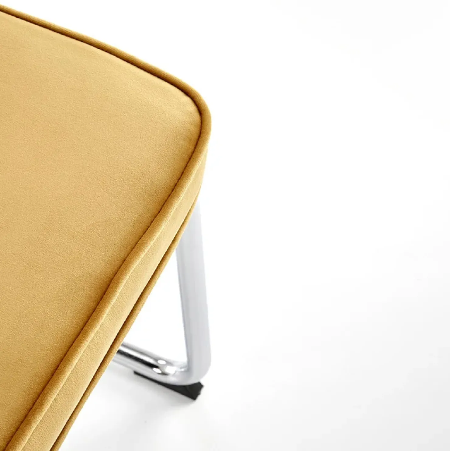 Garnero Arredamenti Set 4 sedie soggiorno moderne in velluto acciaio Vader Senape