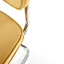 Garnero Arredamenti Set 4 sedie soggiorno moderne in velluto acciaio Vader Senape