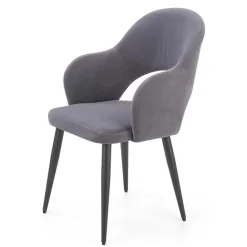 Garnero Arredamenti Set 2 sedie soggiorno moderne imbottite in velluto grigio Alma Clearance