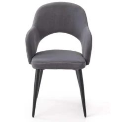 Garnero Arredamenti Set 2 sedie soggiorno moderne imbottite in velluto grigio Alma Clearance