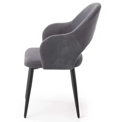 Garnero Arredamenti Set 2 sedie soggiorno moderne imbottite in velluto grigio Alma Clearance