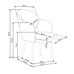 Garnero Arredamenti Set 2 sedie soggiorno moderne imbottite in velluto grigio Alma Clearance