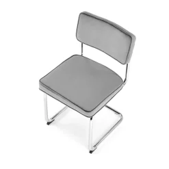 Garnero Arredamenti Set 4 sedie soggiorno moderne in velluto acciaio Vader Grigio Outlet