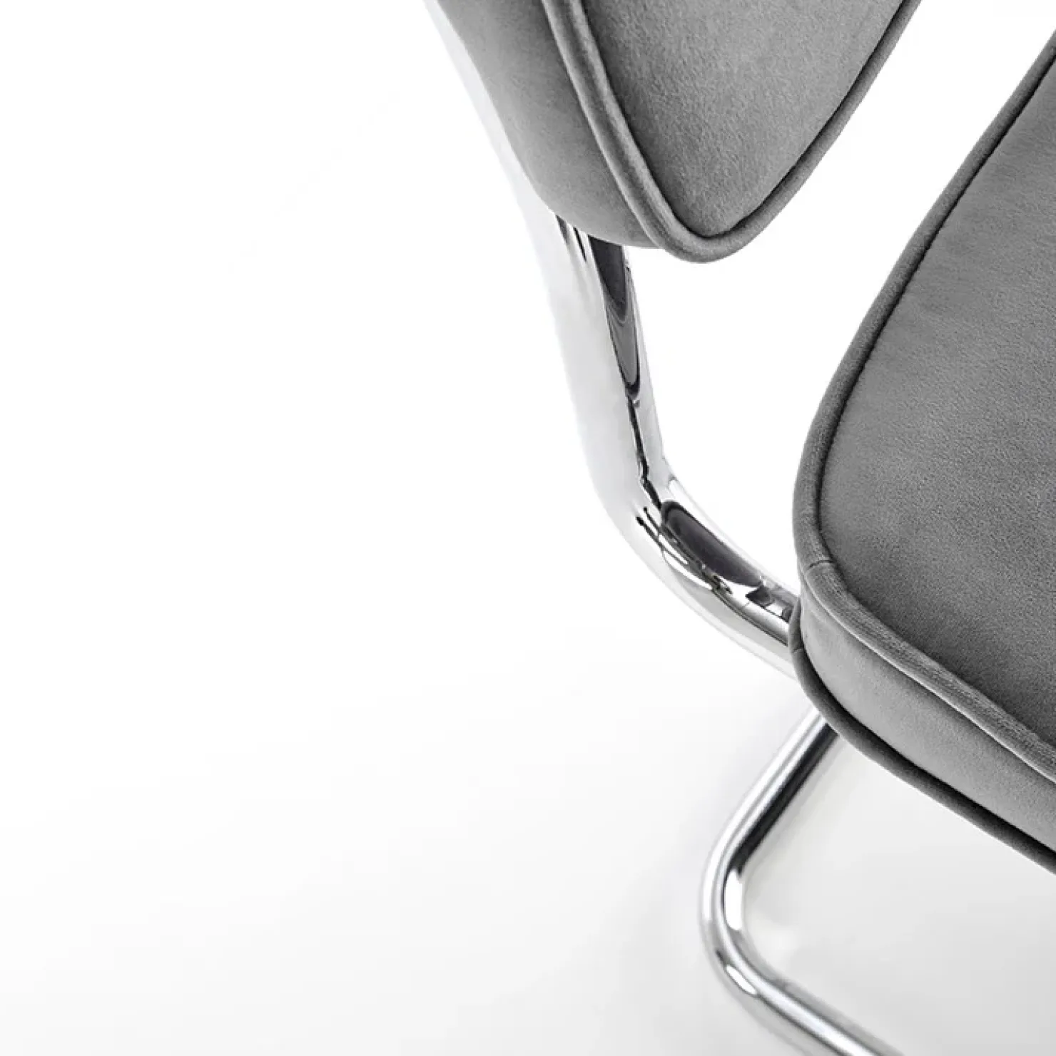 Garnero Arredamenti Set 4 sedie soggiorno moderne in velluto acciaio Vader Grigio Outlet