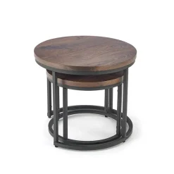 Garnero Arredamenti Set 2 tavolini da salotto rotondi noce nero Pueblo Best