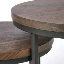 Garnero Arredamenti Set 2 tavolini da salotto rotondi noce nero Pueblo Best