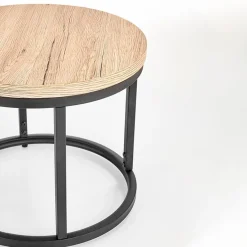 Garnero Arredamenti Set 2 tavolini da salotto rotondi rovere nodato nero Tavira Sale