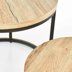 Garnero Arredamenti Set 2 tavolini da salotto rotondi rovere nodato nero Tavira Sale