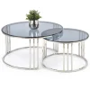Garnero Arredamenti Set 2 tavolini da salotto rotondi vetro fumé acciaio cromato Love Sale