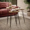 Garnero Arredamenti Set 3 tavolini da salotto industrial rovere metallo Agnes New