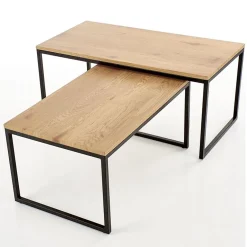 Garnero Arredamenti Set 2 tavolini da salotto stile industrial rovere miele acciaio nero Pai Clearance