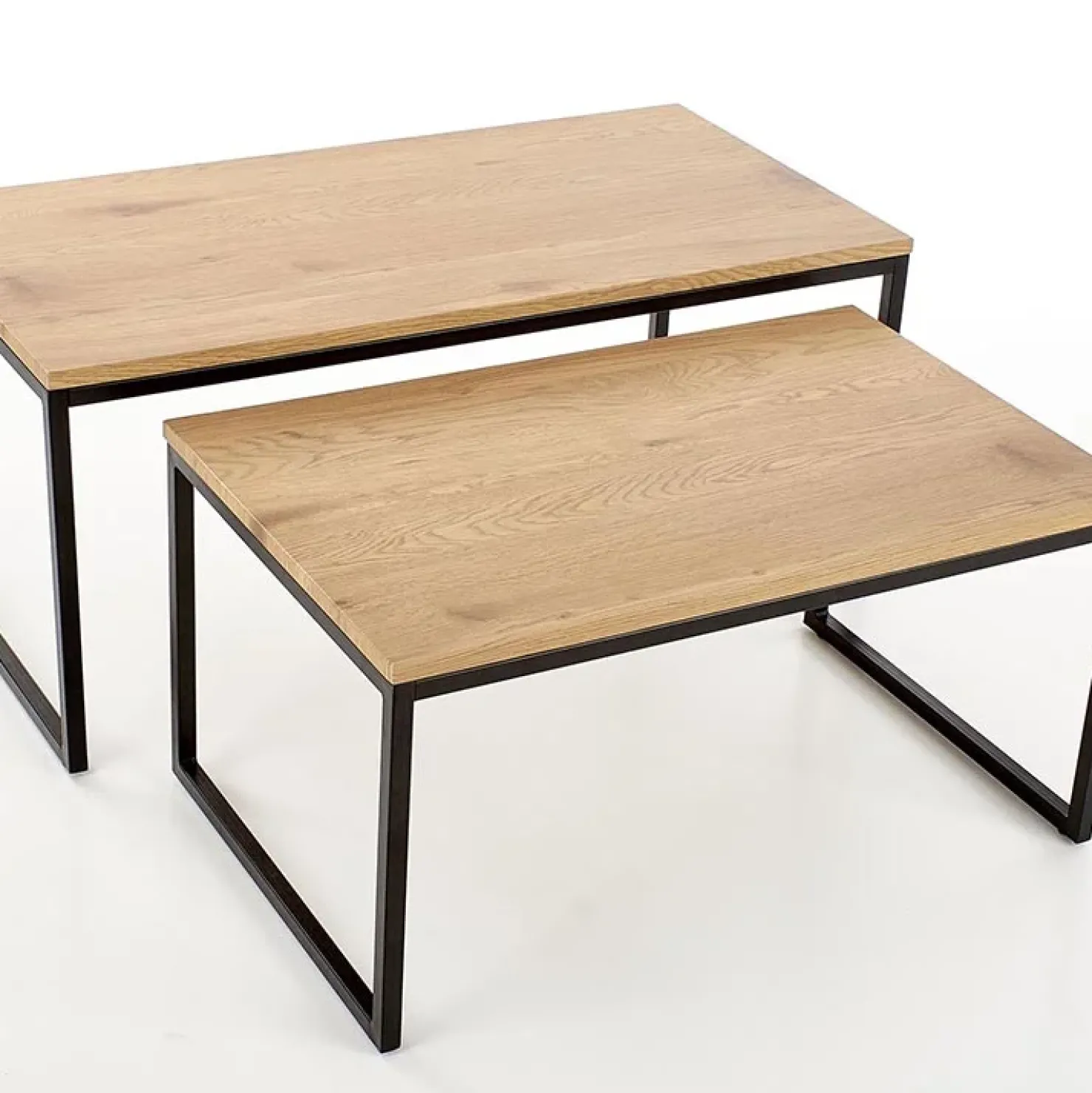 Garnero Arredamenti Set 2 tavolini da salotto stile industrial rovere miele acciaio nero Pai Clearance