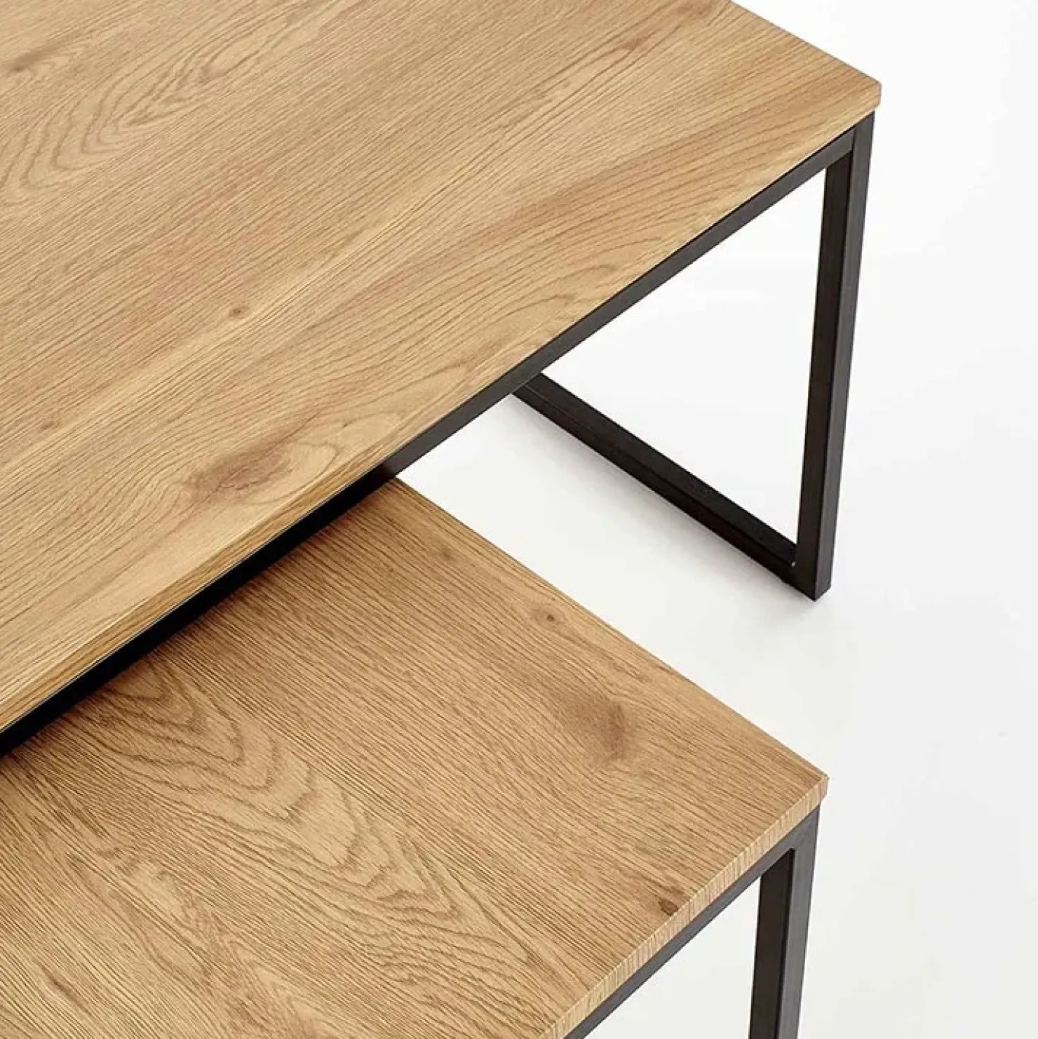 Garnero Arredamenti Set 2 tavolini da salotto stile industrial rovere miele acciaio nero Pai Clearance